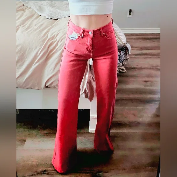 RISEN High Rise Tummy Control Classic Wide Leg Jeans Stretch Brick Various NEW - Picture 12 of 13